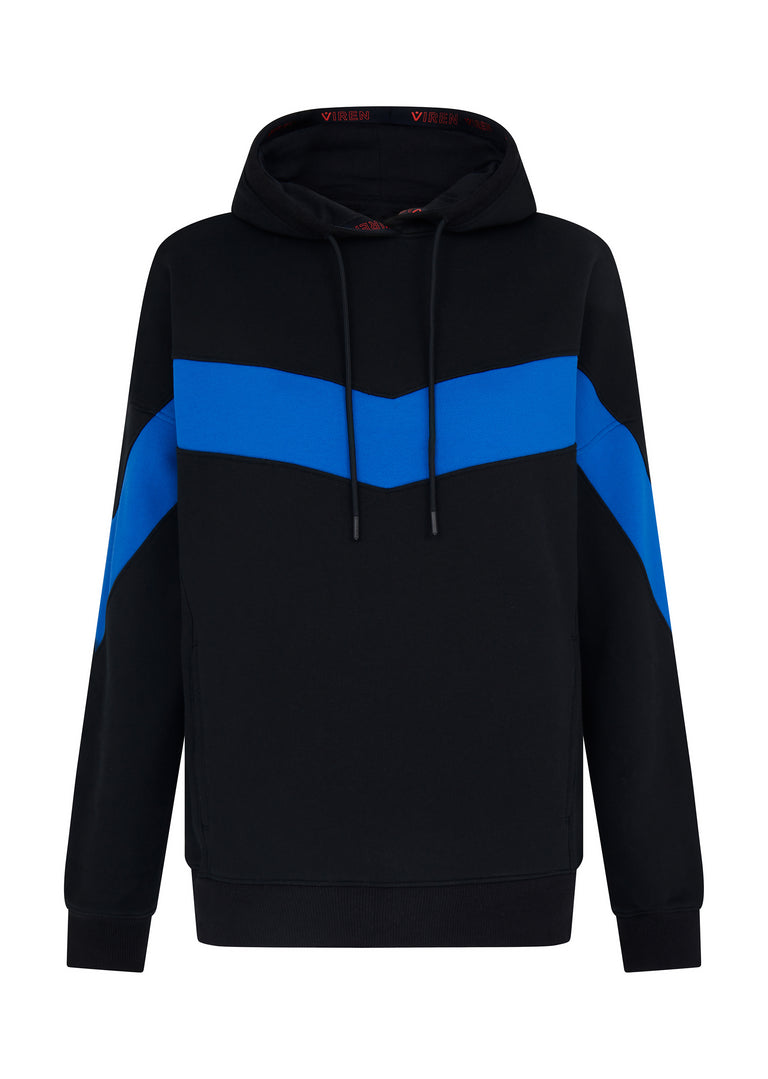 Got Your Back Hoody - Black with Blue Chevron